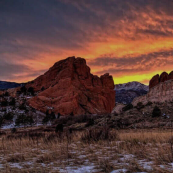 Colorful sunset in Garden of the Gods
